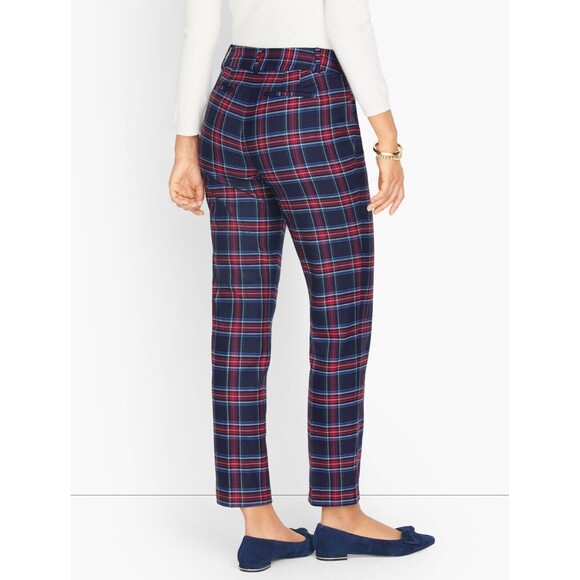 Talbots Hampshire Ankle Pants Womens 4 Merry Tartan Plaid Wool Blend Stretch - Picture 2 of 10
